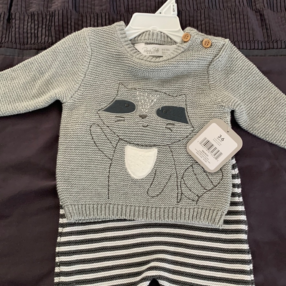 Rene rofe 3-6 month 2 piece set gray and black